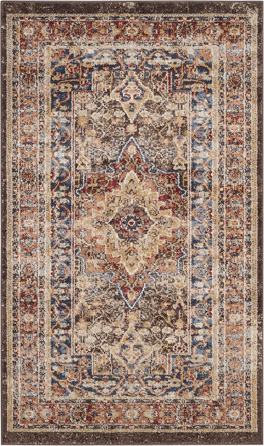 Reversible Rectangular Blue Synthetic 36" Stain-Resistant Rug