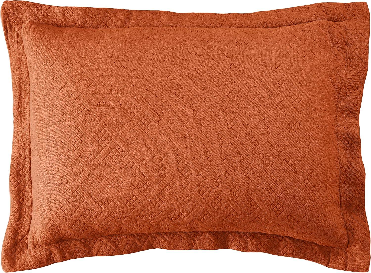 Superior 100% Cotton Basket Weave Bedspread 3 Piece Set, Queen, Mandarin