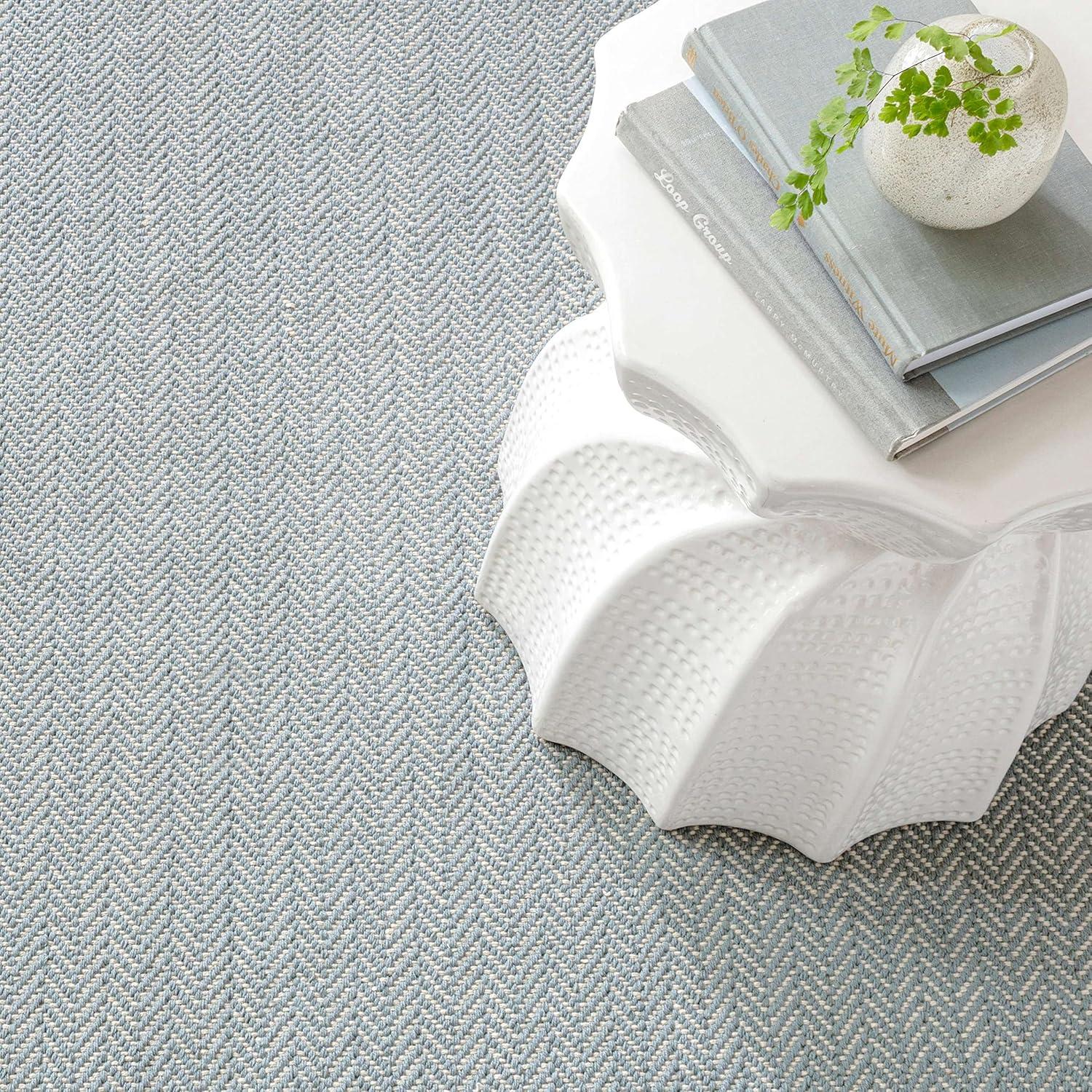 Herringbone Swedish Blue Handwoven Cotton Rug