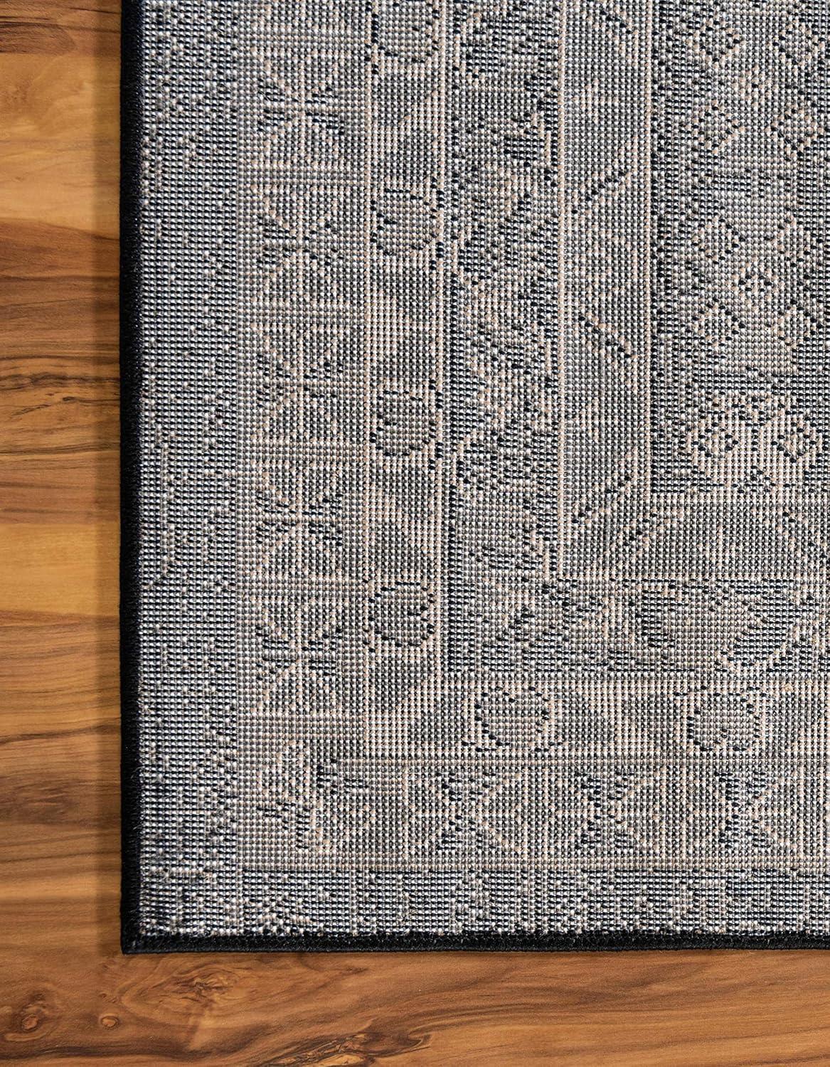 Black and Gray 6' x 9' Synthetic Rectangular Area Rug