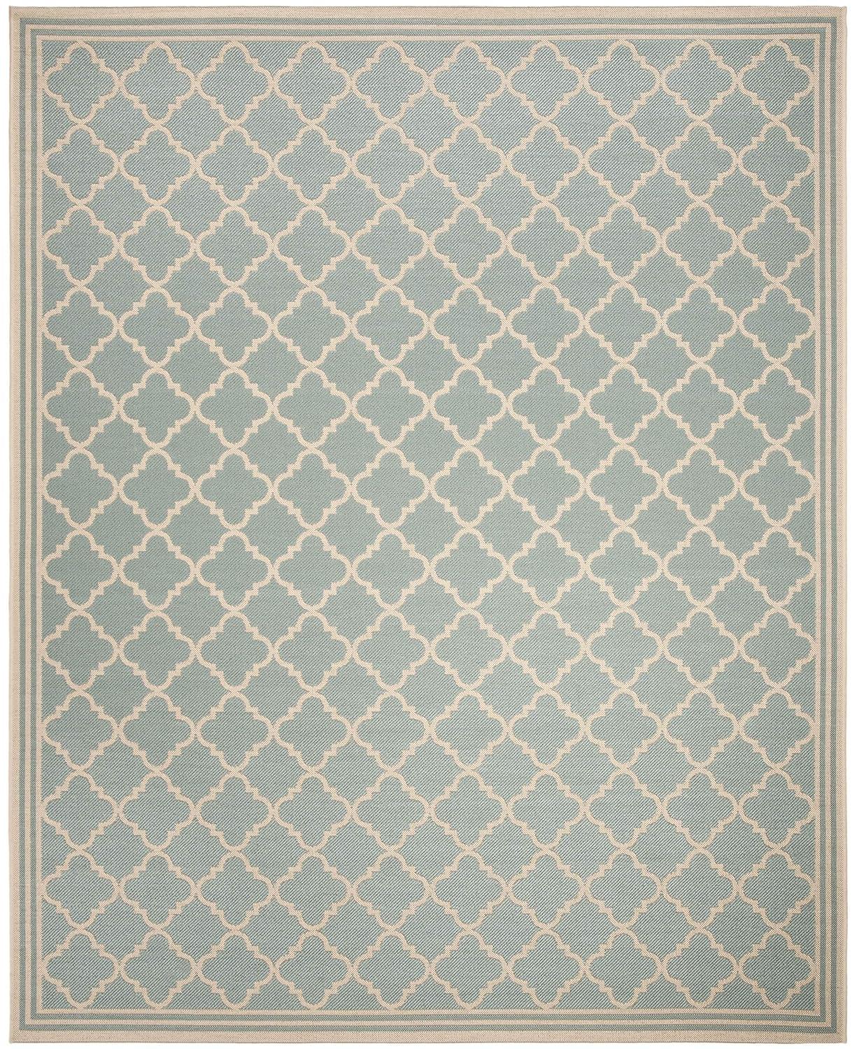 Beach House BHS121 Power Loomed Indoor/Outdoor Area Rug - Aqua/Cream - 6'7"x9'2" - Safavieh