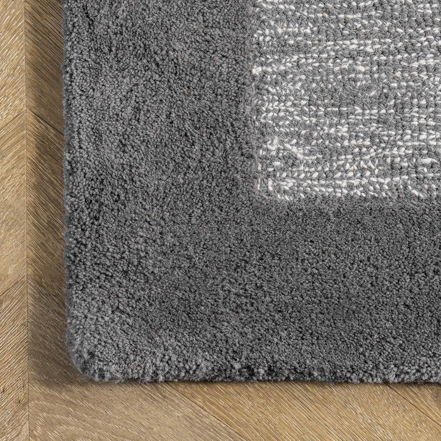 5&#39;x8&#39; Marianne Handmade Wool Border Area Rug Gray - nuLOOM