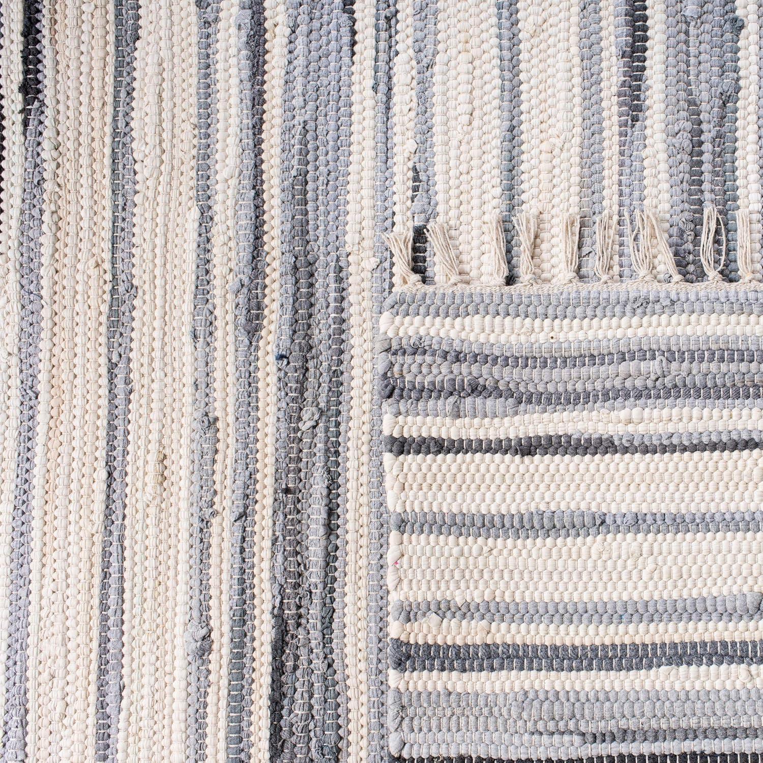Rag Rug RAR126 Hand Woven Indoor Accent Rug - 4'x6' - Ivory/Grey - Safavieh