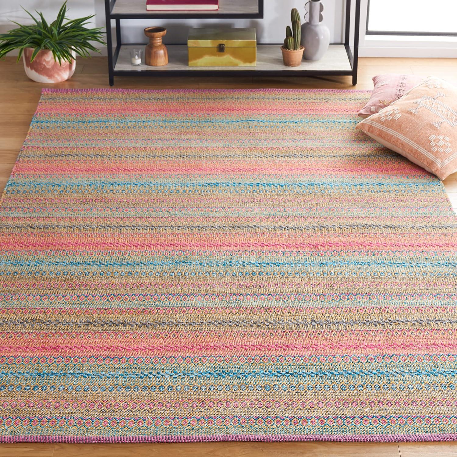 Kilim KLM475 Hand Woven Area Rug - Pink/Blue - 6'x9' - Safavieh.