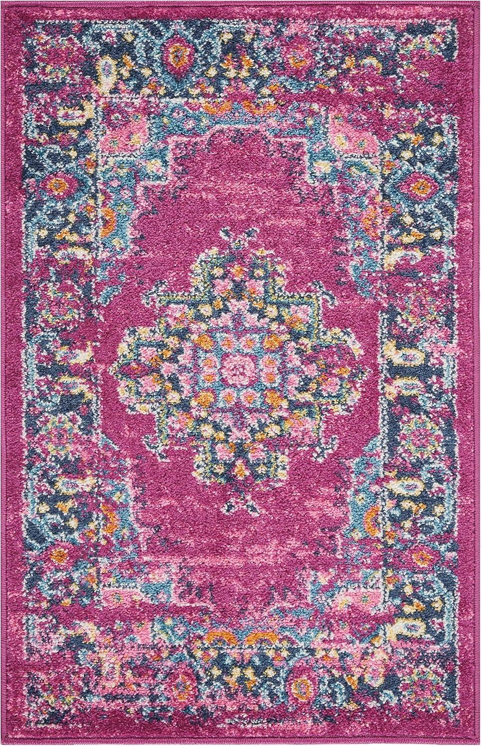 Nourison Passion Medallion Bohemian Indoor Rug Fuchsia 1'10" x 2'10"
