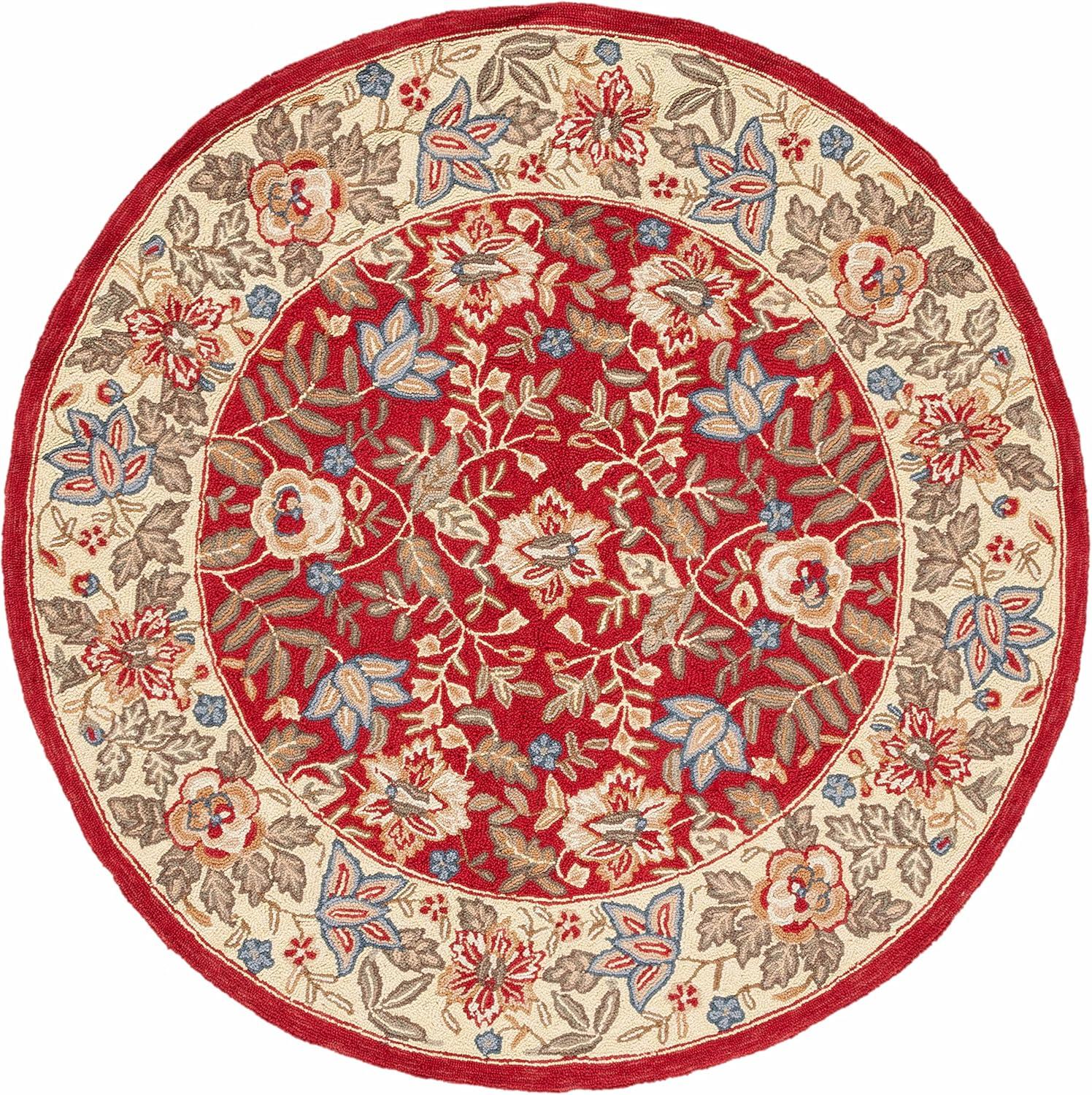 Chelsea HK140 Hand Hooked Area Rug - Red/Ivory - 8' round - Safavieh.