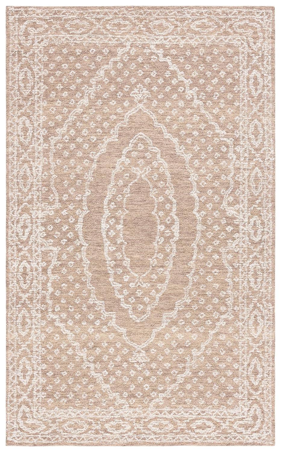 Ebony EBN306 Hand Tufted Indoor Area Rug - Ivory/Brown - 4'x6' - Safavieh