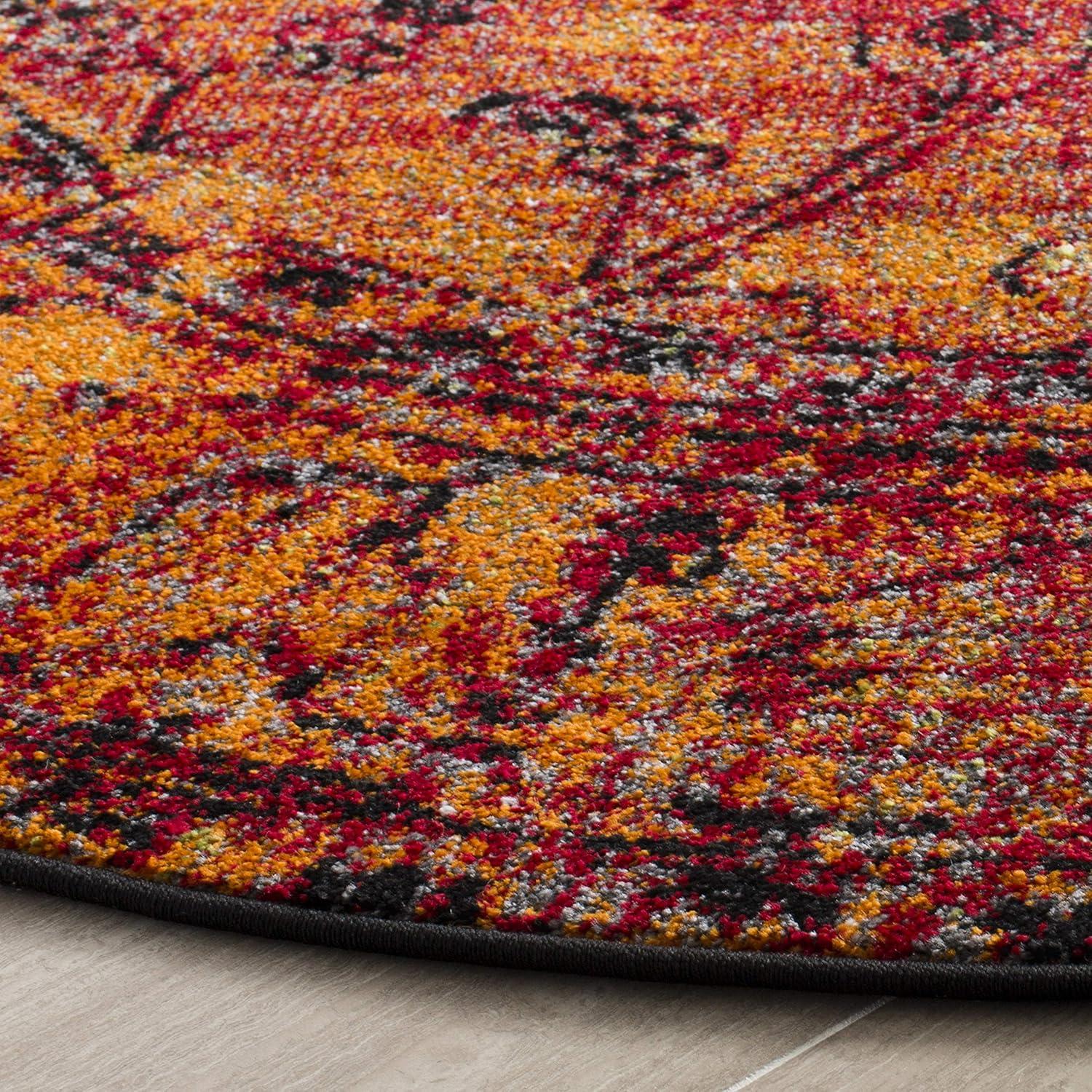 Vintage Hamadan VTH216 Power Loomed Area Rug - Orange - 9' round - Safavieh.