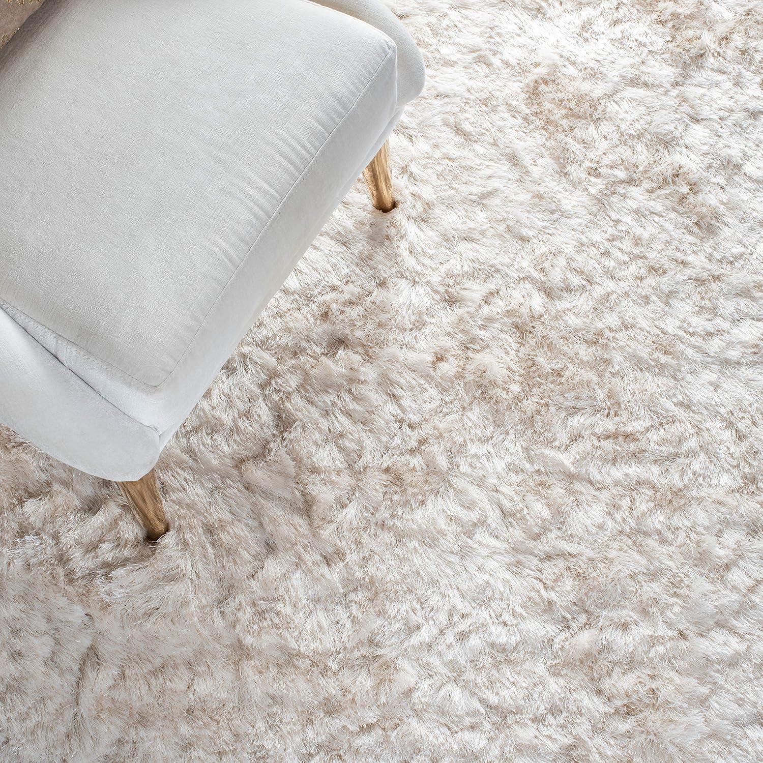 Paris Shag SG511 Hand Tufted Indoor Area Rug - Ivory - 7'x7' Square - Safavieh