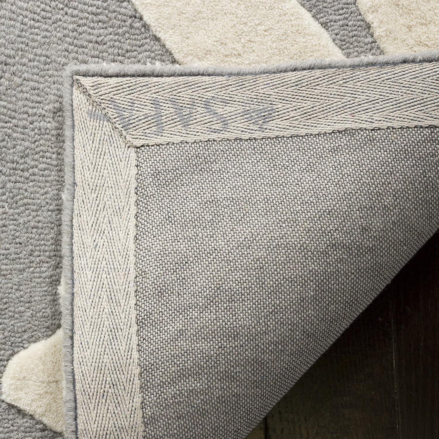 Handmade Grey & Ivory Wool Kids Area Rug 4' x 6'