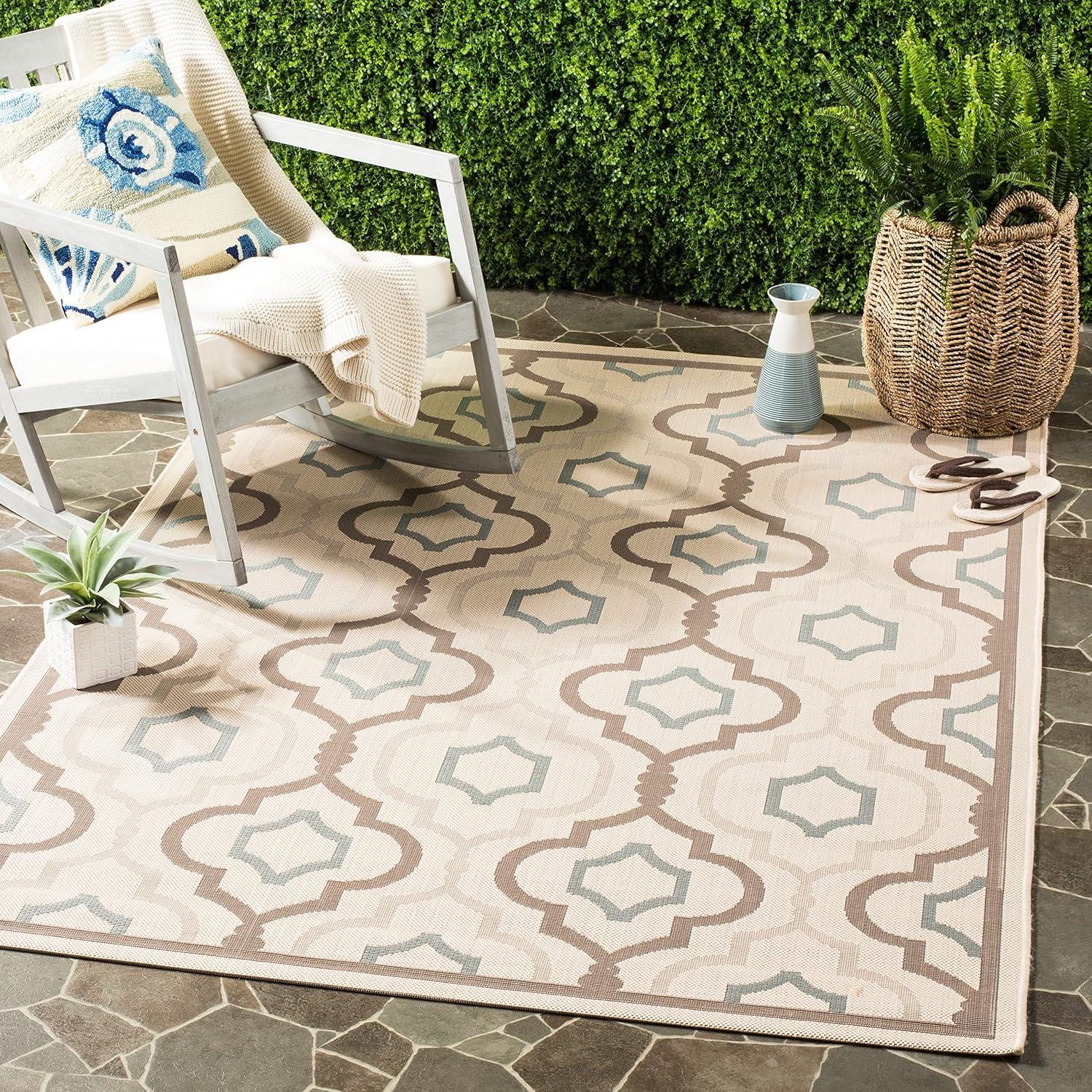 Courtyard CY7938 Power Loomed Indoor and Outdoor Area Rug - Beige/Dark Beig - 9'x12' - Safavieh
