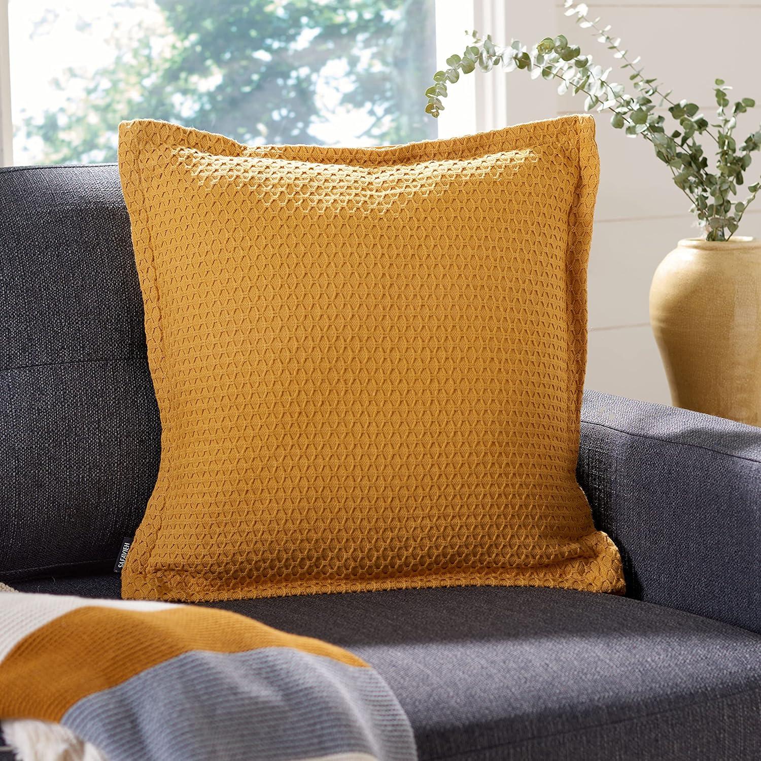 Lucina Yellow 18-inch Square Cotton Accent Pillow