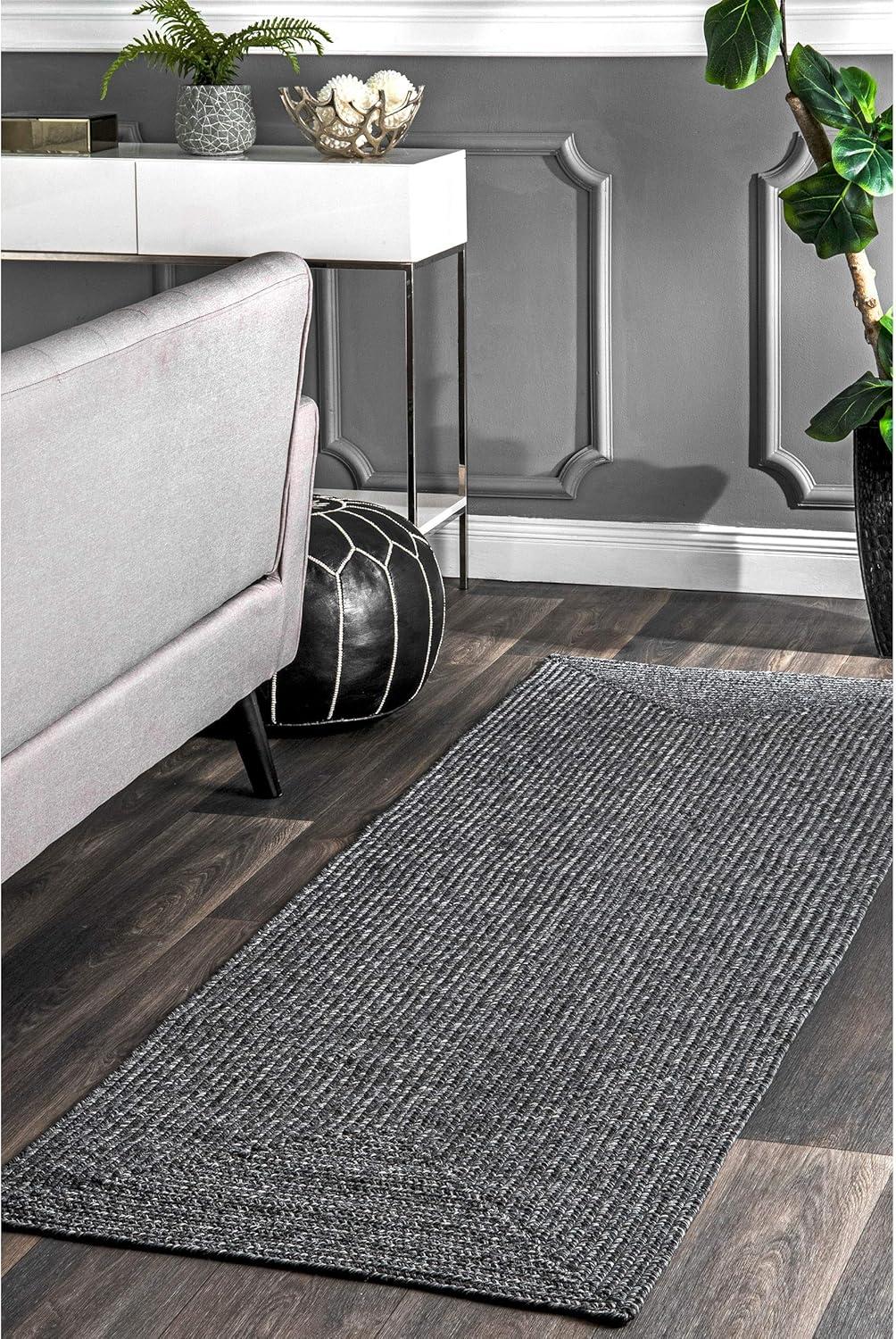 nuLOOM Wynn Braided Indoor/Outdoor Charcoal 2' 6" x 6' Casual Runner Rug