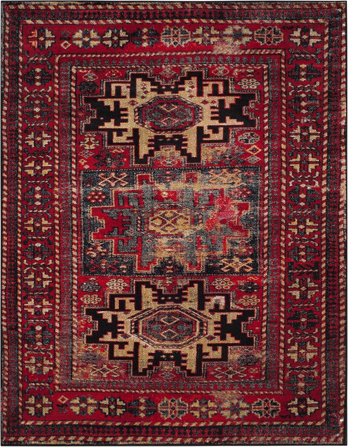 Elegant Red & Multi 9' x 12' Hand-Knotted Wool Blend Persian Area Rug