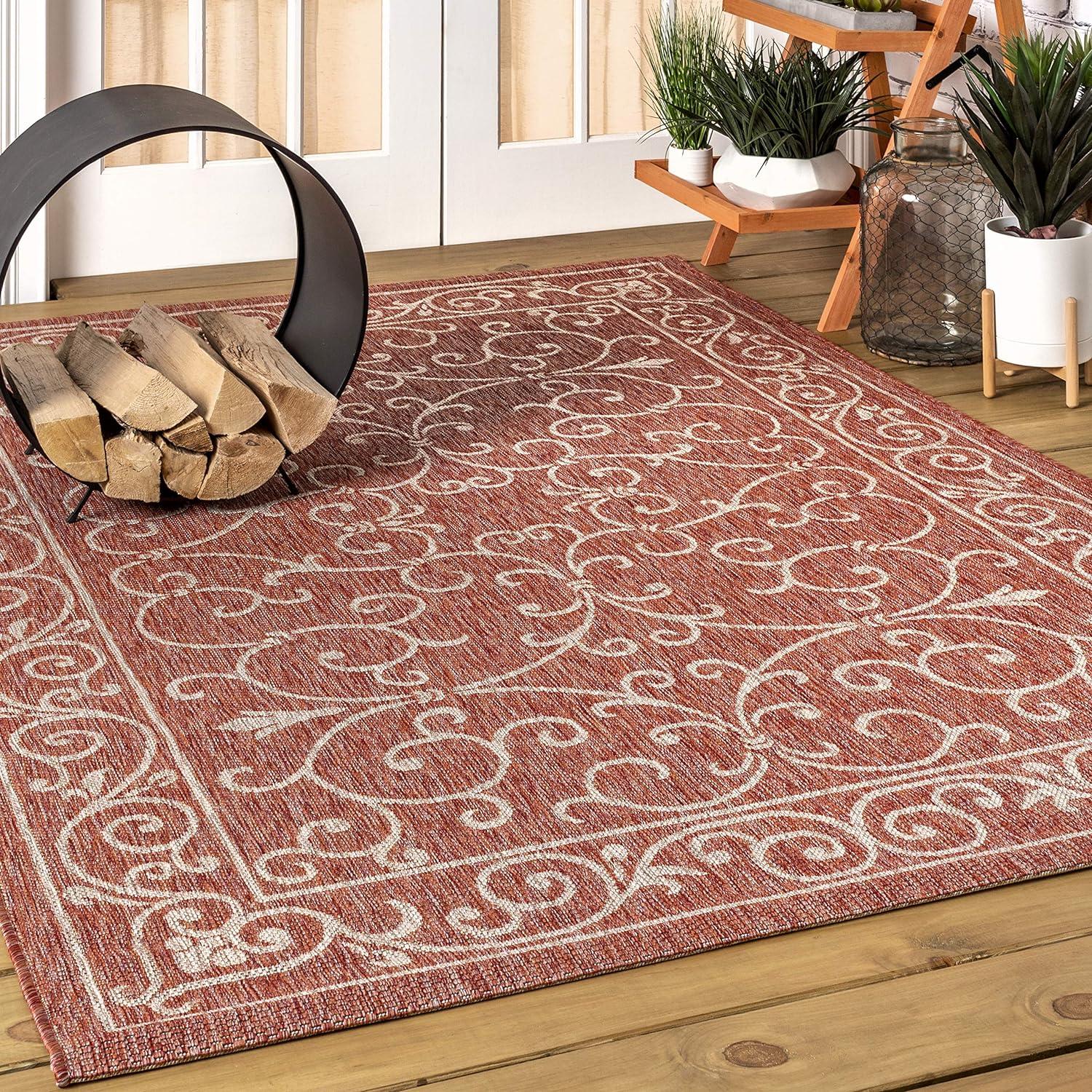 Charleston Vintage Filigree Textured Weave Indoor/Outdoor Area Rug  - JONATHAN Y