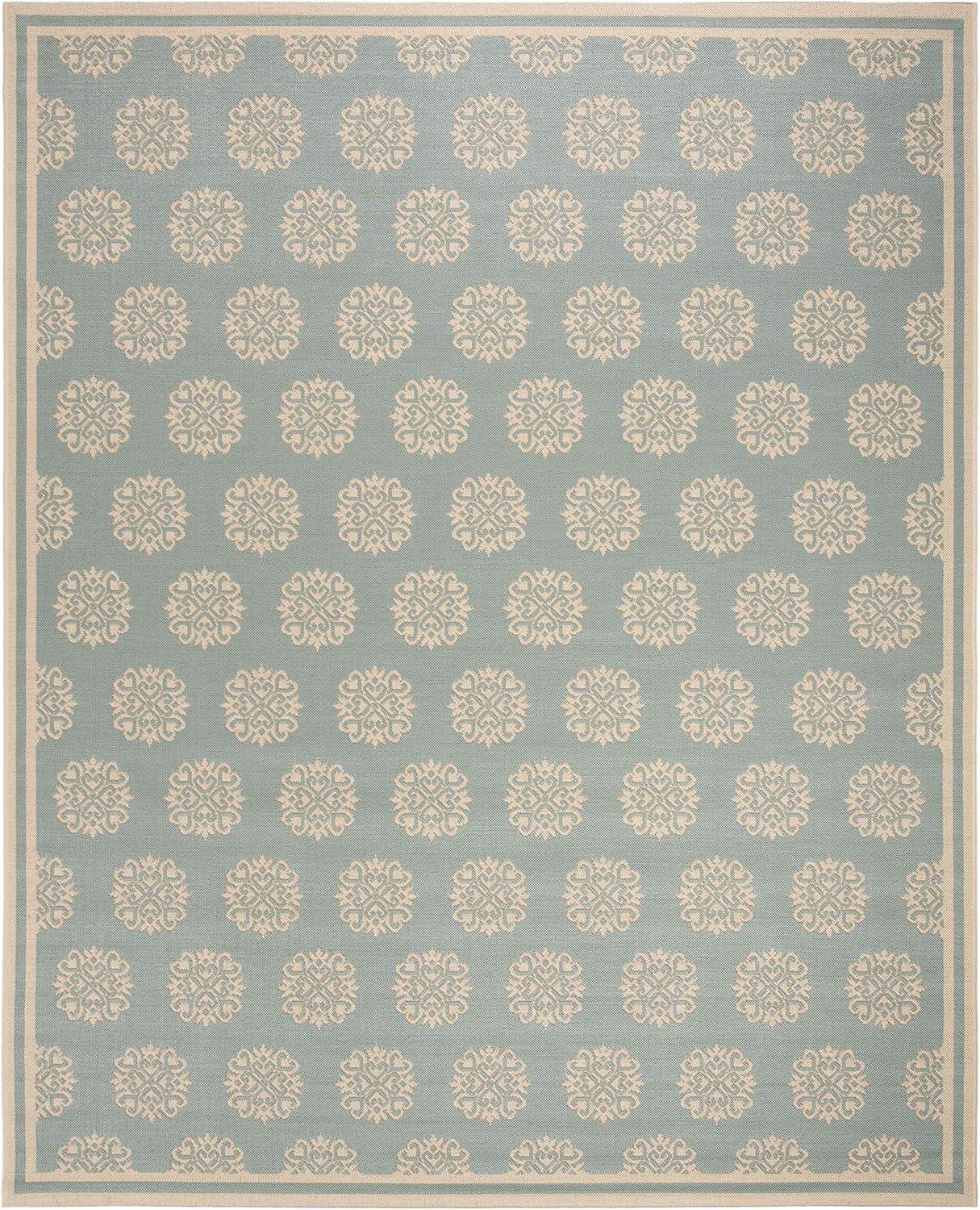 SAFAVIEH Beach House Callahan Geometric Indoor/Outdoor Area Rug Aqua/Cream, 7'10" x 10'