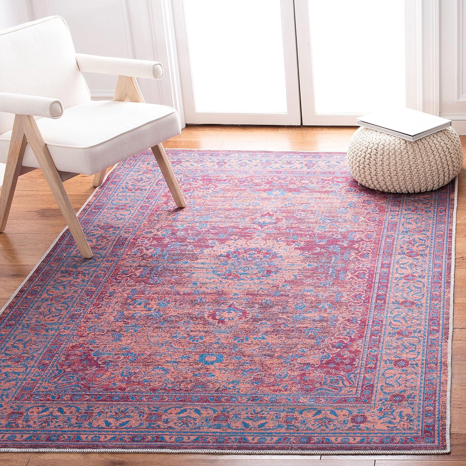 Serapi SEP550 Power Loomed Machine Washable Skid-Resistant Indoor Accent Rug - Gold/Blue - 4'x6' - Safavieh