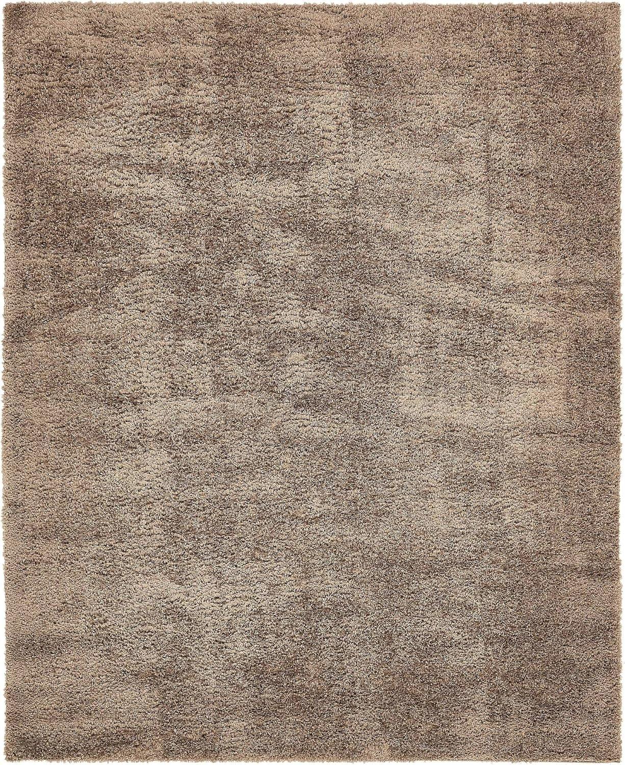 Unique Loom Studio Solid Shag Collection Area Rug - Sky (8' x 10' Rectangle Brown)