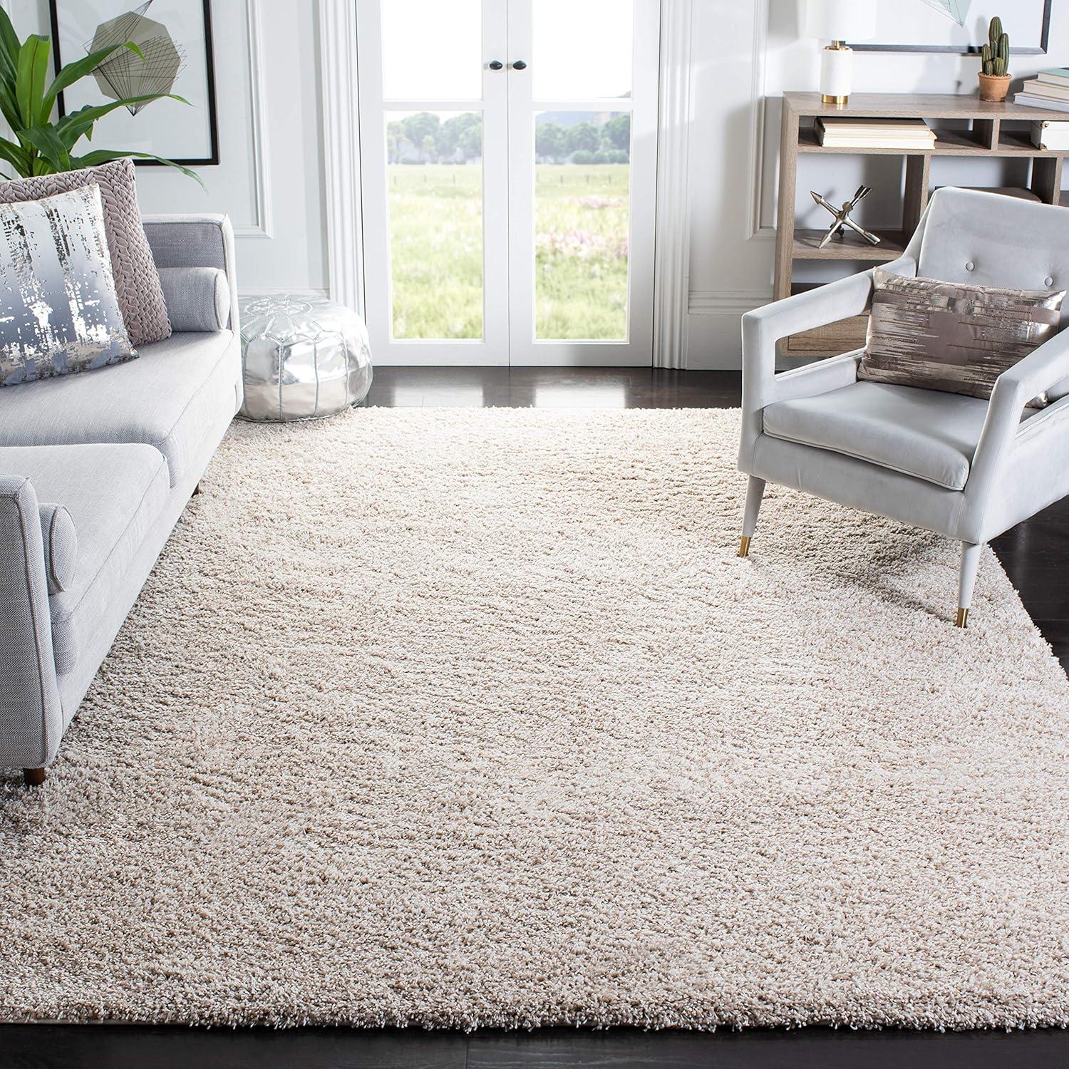 SAFAVIEH California Solid Plush Shag Area Rug, Dark Grey, 8'6" x 8'6" Square