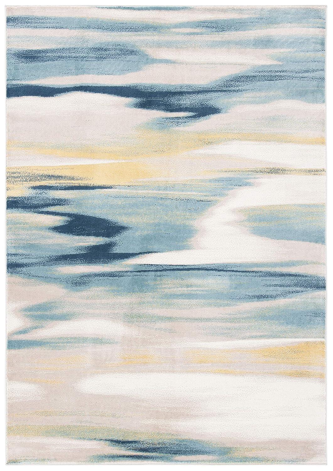 Skyler Beige/Navy 4 ft. x 6 ft. Abstract Area Rug