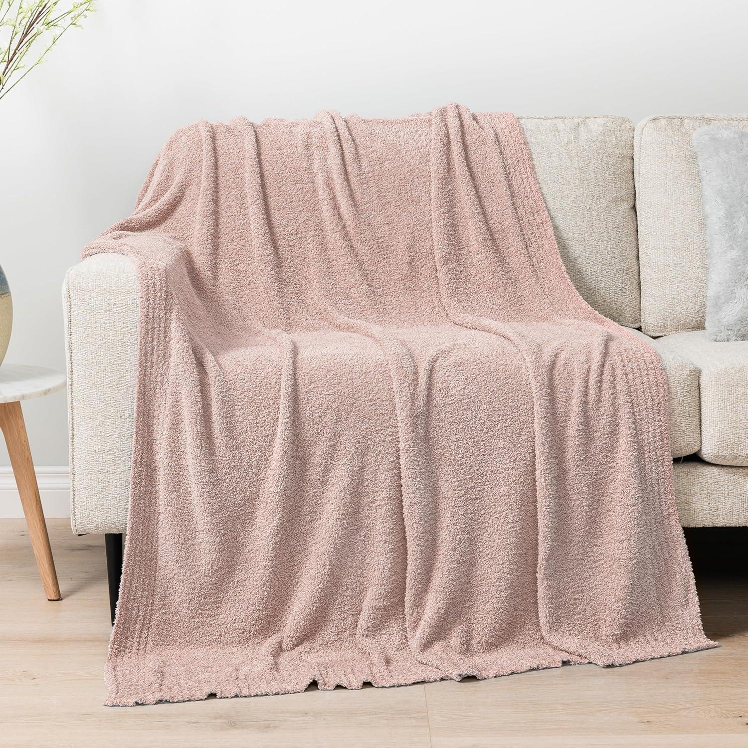 PAVILIA Plush Knit Throw Blanket for Couch Sofa Bed, Super Soft Fluffy Fuzzy Lightweight Warm Cozy All Season