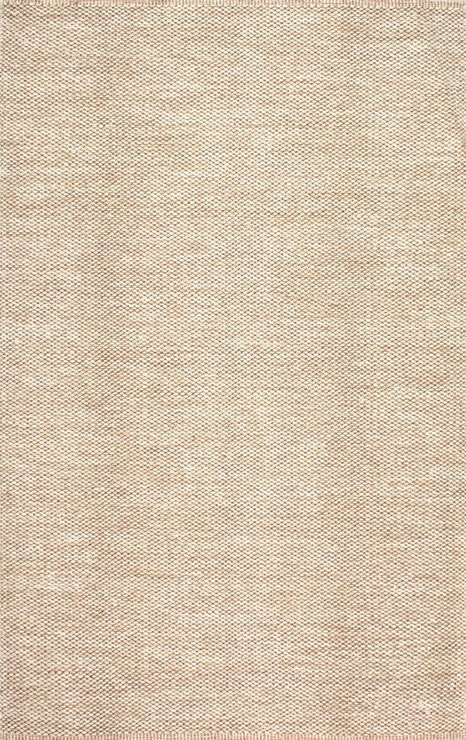 Handmade Beige Cotton Flat Woven Rectangular Rug, 3' x 5'