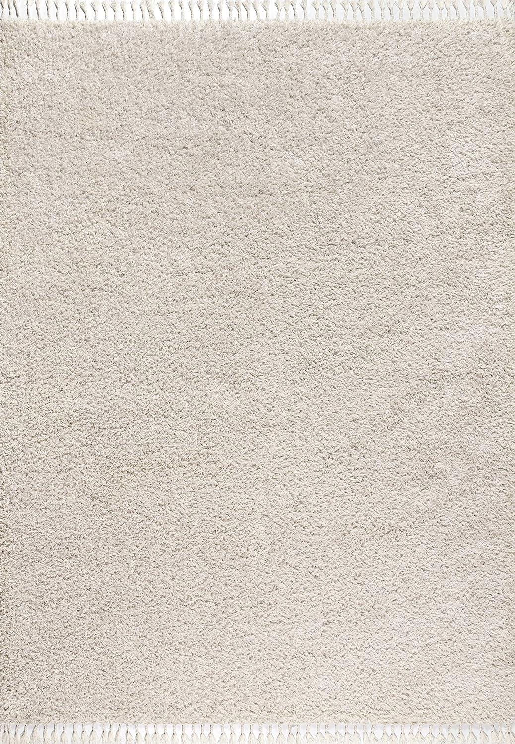 Modern Cream Shag Rectangular Area Rug 3x5 Feet - Easy Care & Stain-resistant