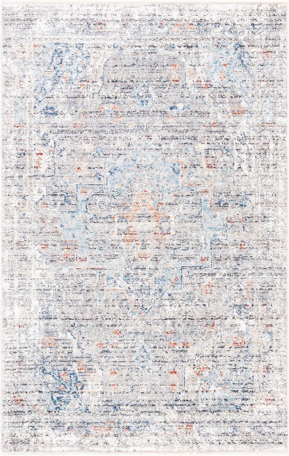 Gray and Multi Hand-Knotted Wool Viscose Area Rug