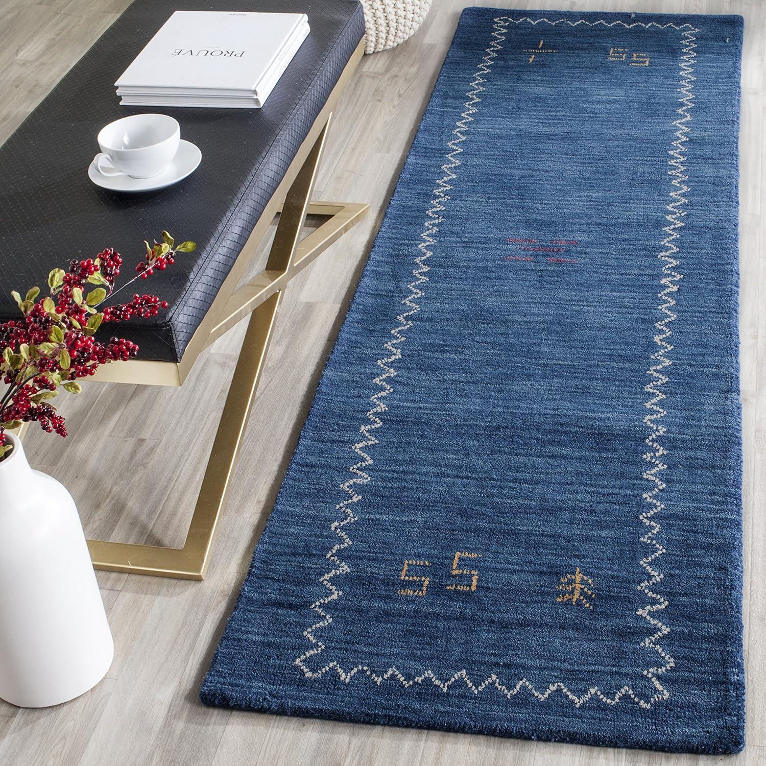 Himalaya Blue Wool Hand-Knotted Runner Rug 2'3" x 6'