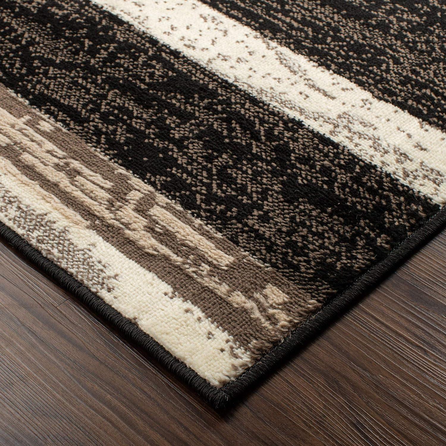 Superior 3' x 5' Area Rug For Living Room Bedroom, Rockwood Geometric Indoor Rugs, Chocolate