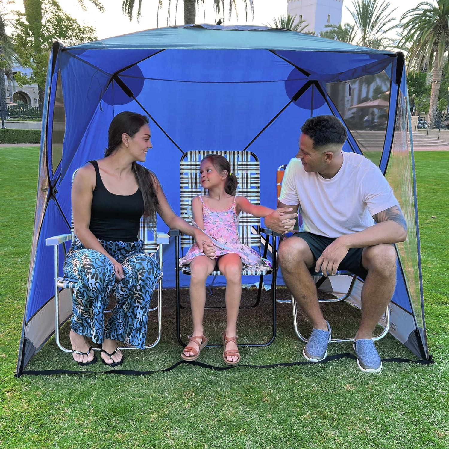CoverU Sports Tent Pod SUN Protection – Pop Up 2 Person Hot Climate Canopy Shelter – Patent Pending - BLUE