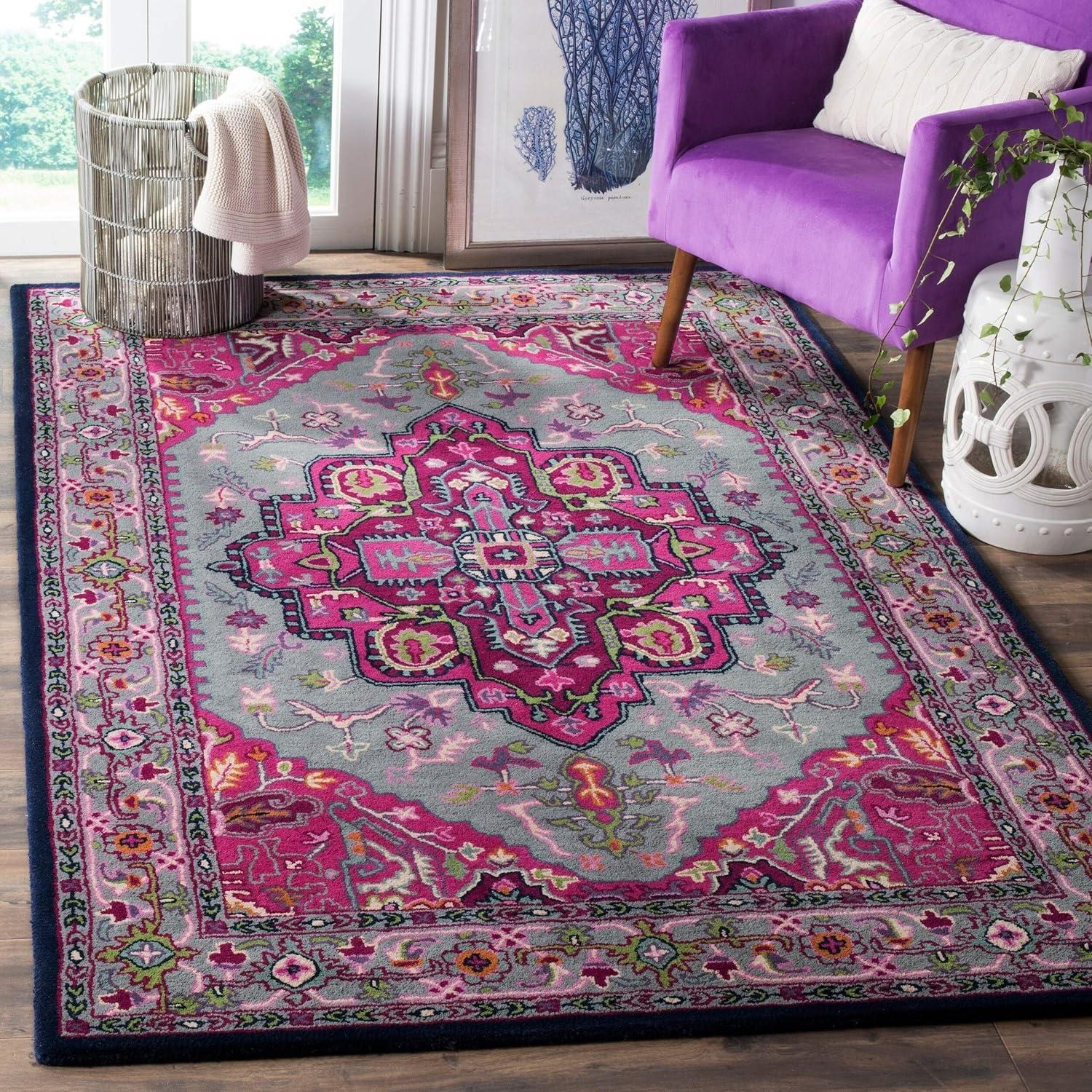 Bellagio BLG541 Hand Tufted Area Rug - Pink/Navy - 8'x10' - Safavieh.