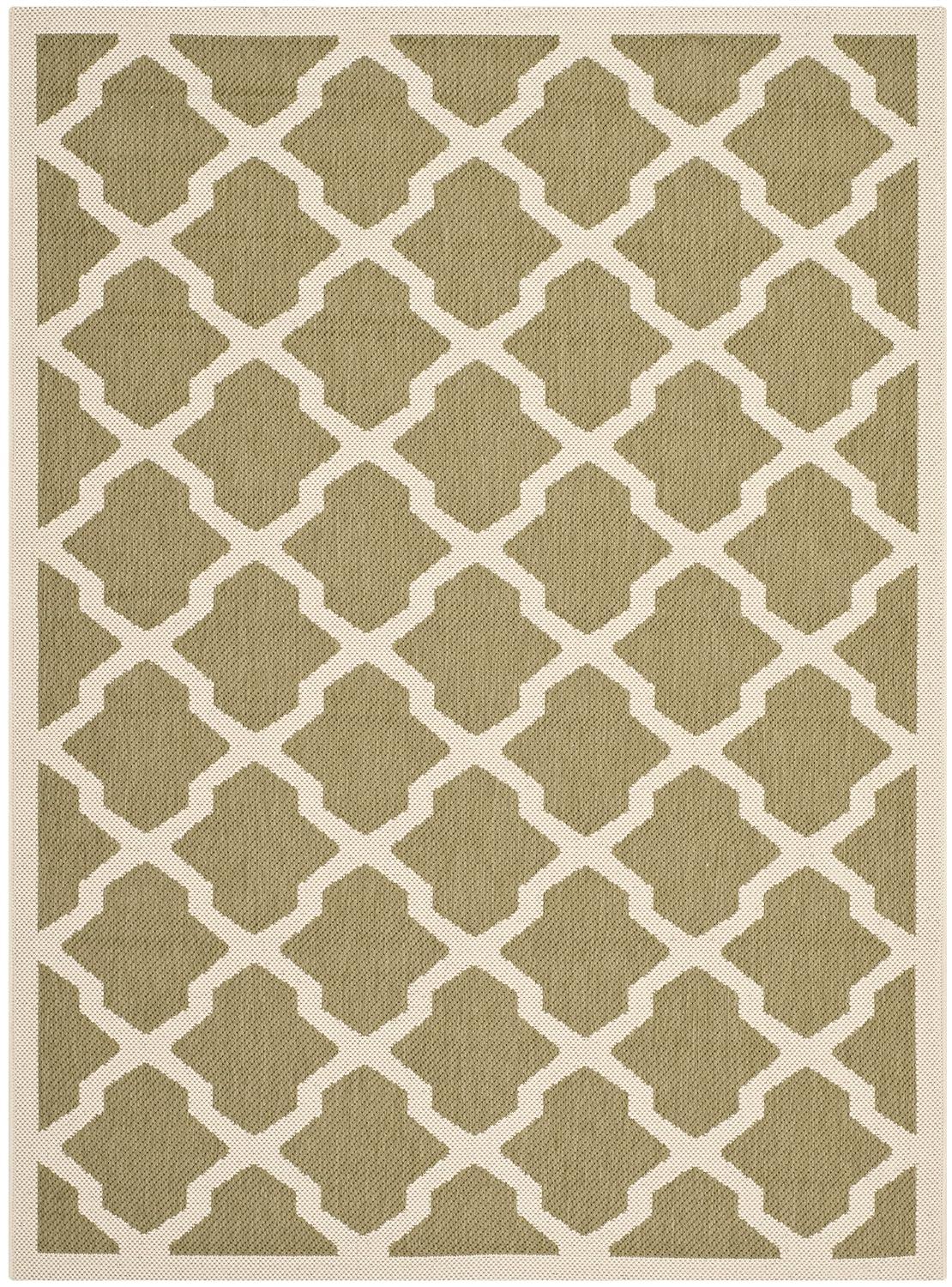 Courtyard CY6903 Power Loomed Indoor and Outdoor Area Rug - Green/Beige - 4'x5'7" - Safavieh