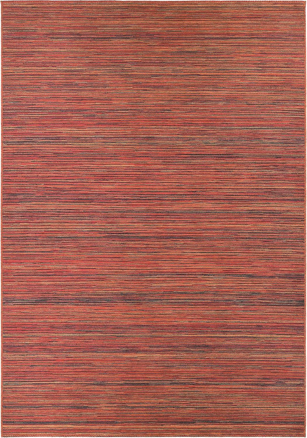 Crimson Red Rectangular 5' x 7' Easy-Care Poly-Wool Blend Rug