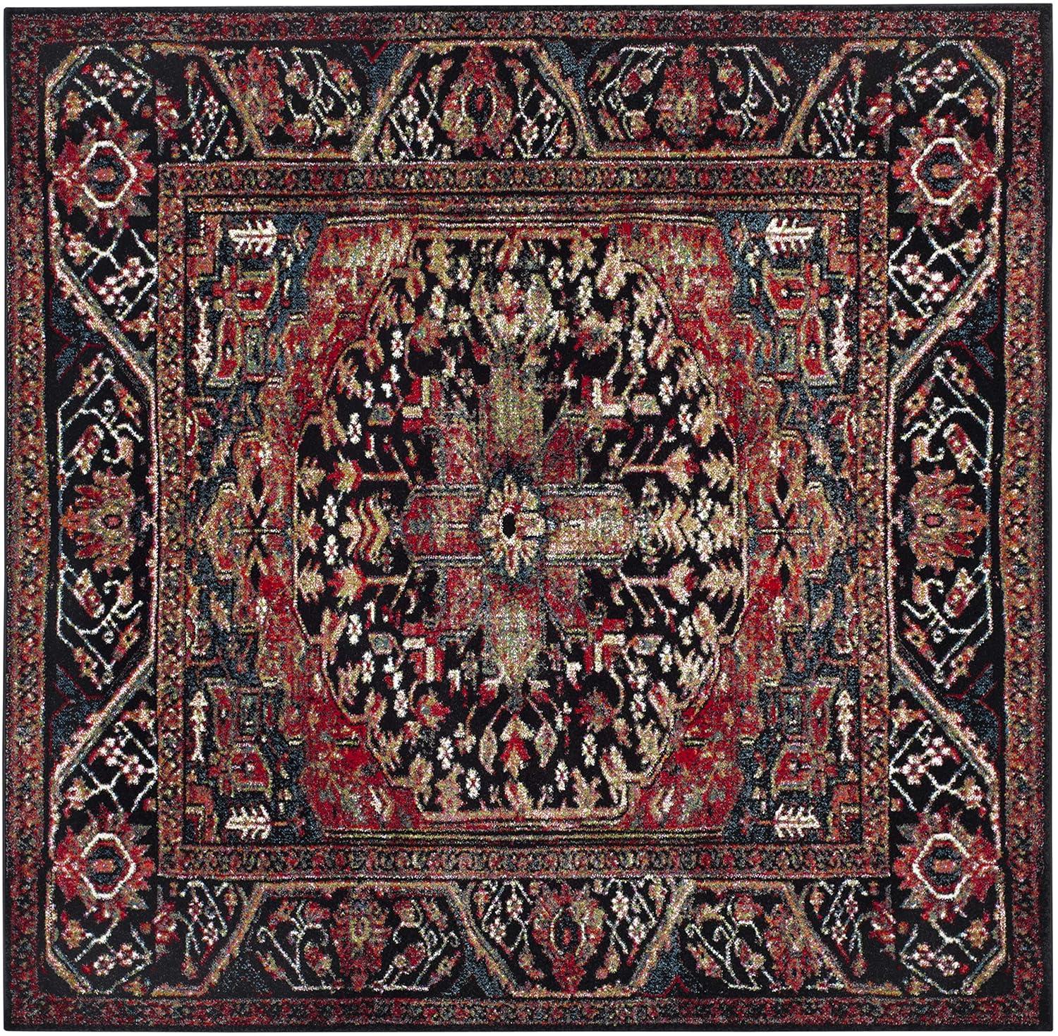 Vintage Hamadan VTH215 Power Loomed Area Rug - Red/Multi - 5'3"x5'3" - Safavieh.