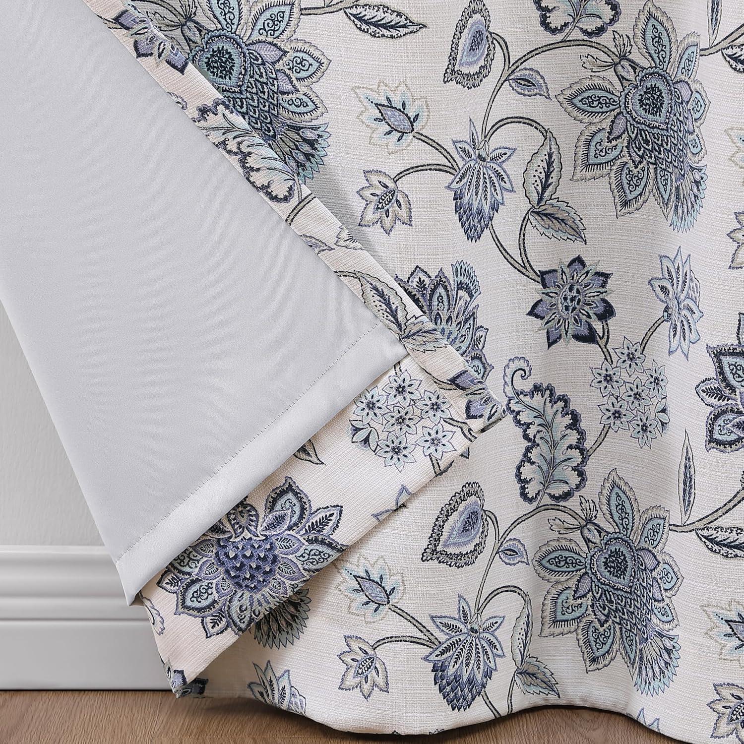 Martha Stewart Jakarta Cotton Blend Floral Blackout Rod Pocket Curtain Panels (Set of 2)