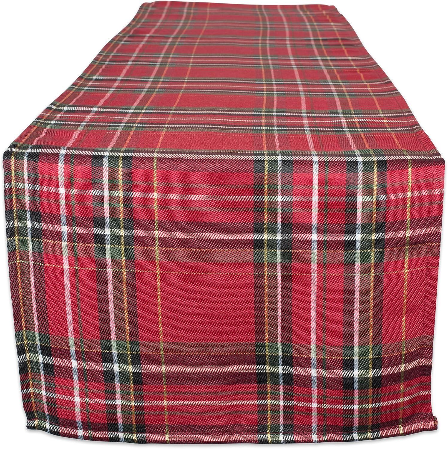 Red Tartan Plaid Holiday Table Runner, 14x72, Polyester