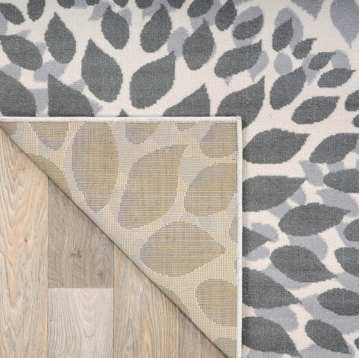 World Rug Gallery Modern Floral Circles Gray 2' x 3' Indoor Area Rug:  Botanical Pattern,  Low Pile,  Stain-Resistant