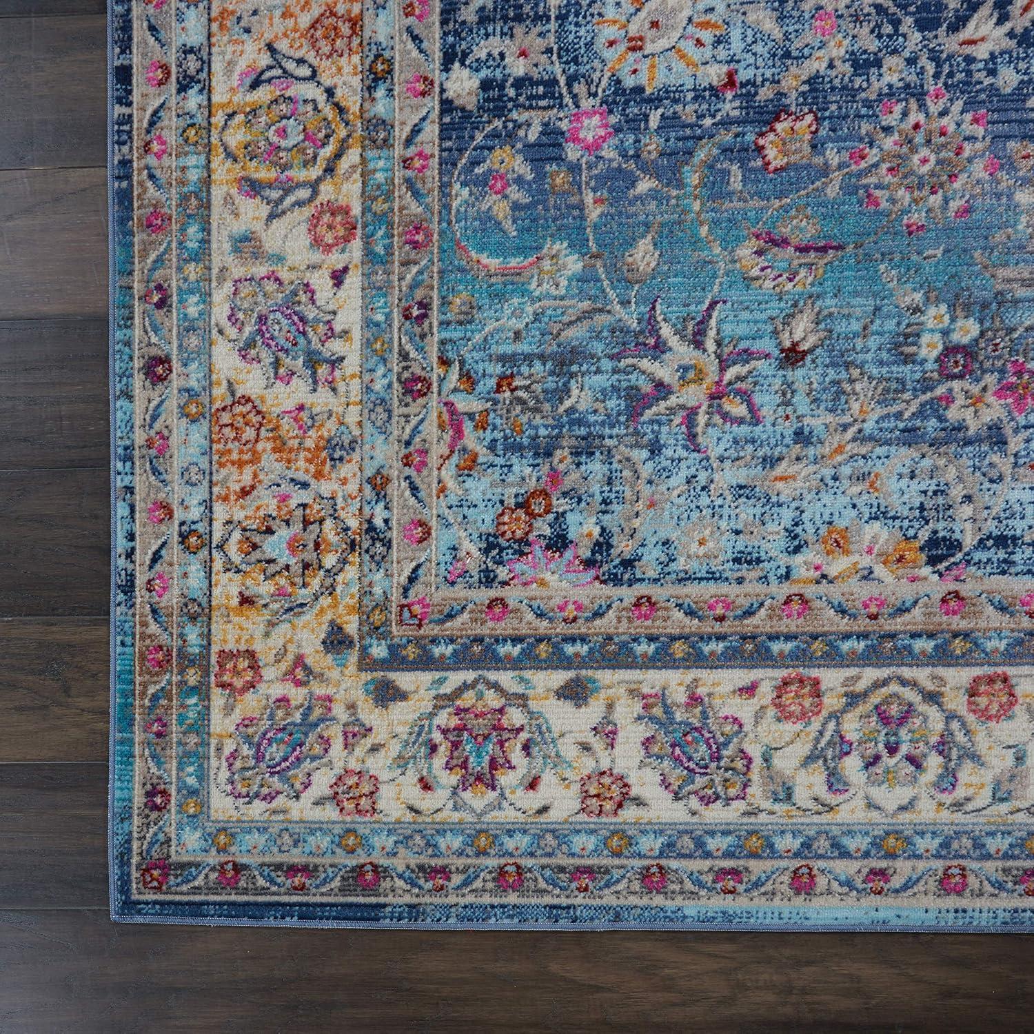 Nourison Vintage Kashan VKA01 Blue/Ivory/Orange Indoor Area Rug - 2' x 4'