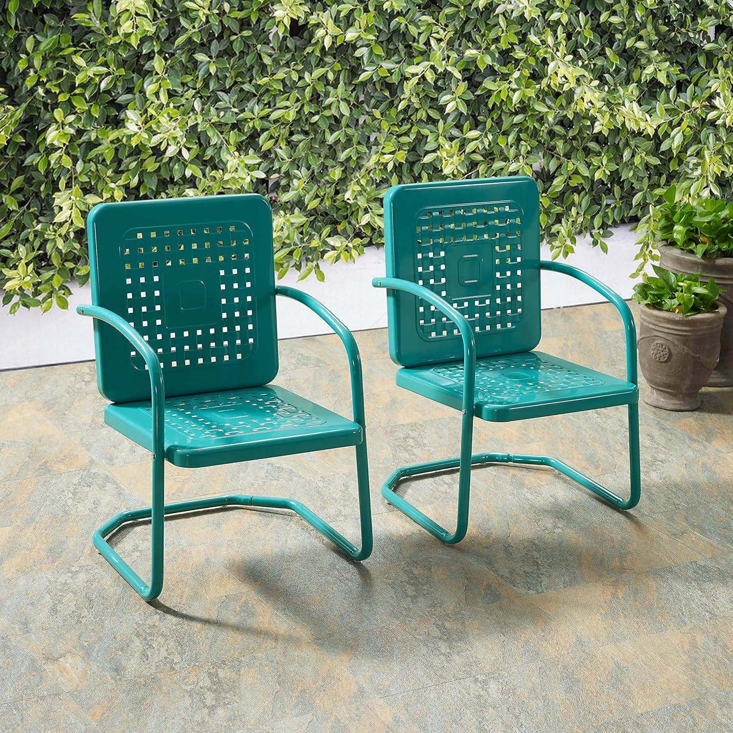 Vintage Turquoise Retro Metal Outdoor Armchair Set