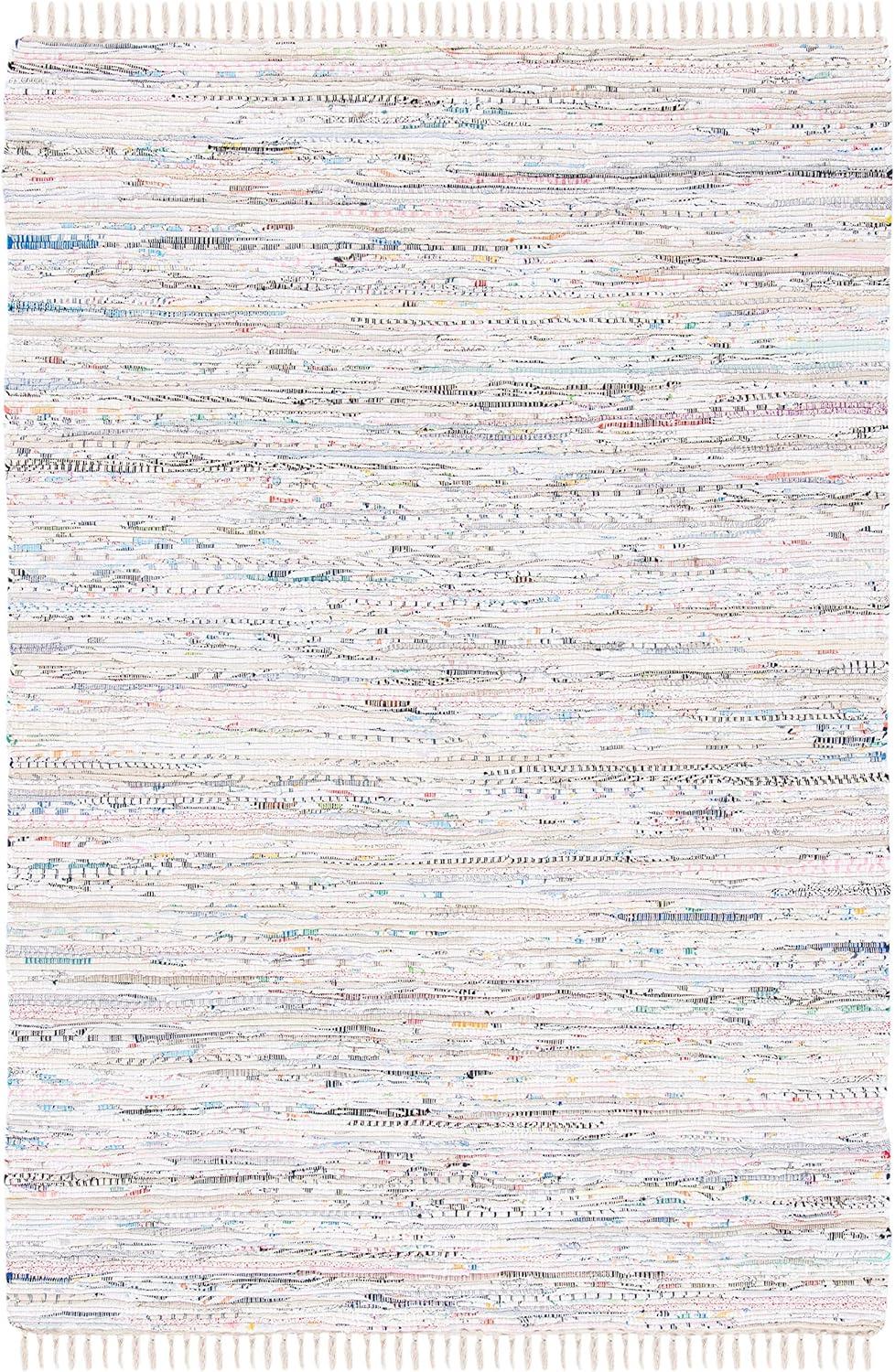 Rag Rug RAR121 Hand Woven Indoor Area Rug - Ivory/Multi - 4'x6' - Safavieh.