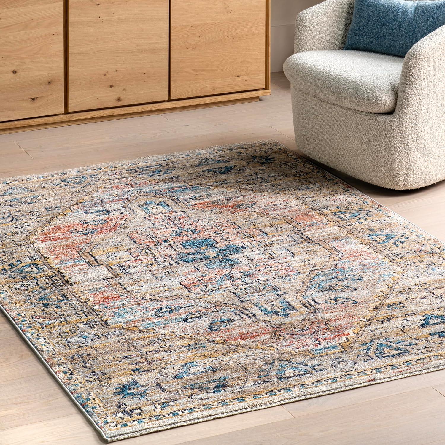 Nuloom Marley Medallion 2x10 Runner Indoor Area Rug for Living Room Bedroom Dining Room Entryway Hallway Kitchen, Blue/Beige