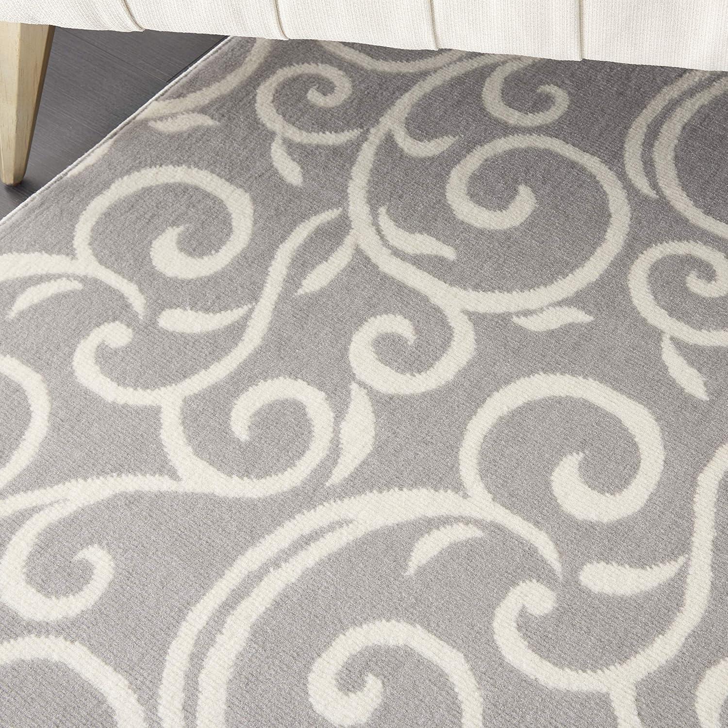 Nourison Grafix 7'10" x 9'10" (8' x 10') Grey Area Rug Bohemian Contemporary Botanical by Nourison