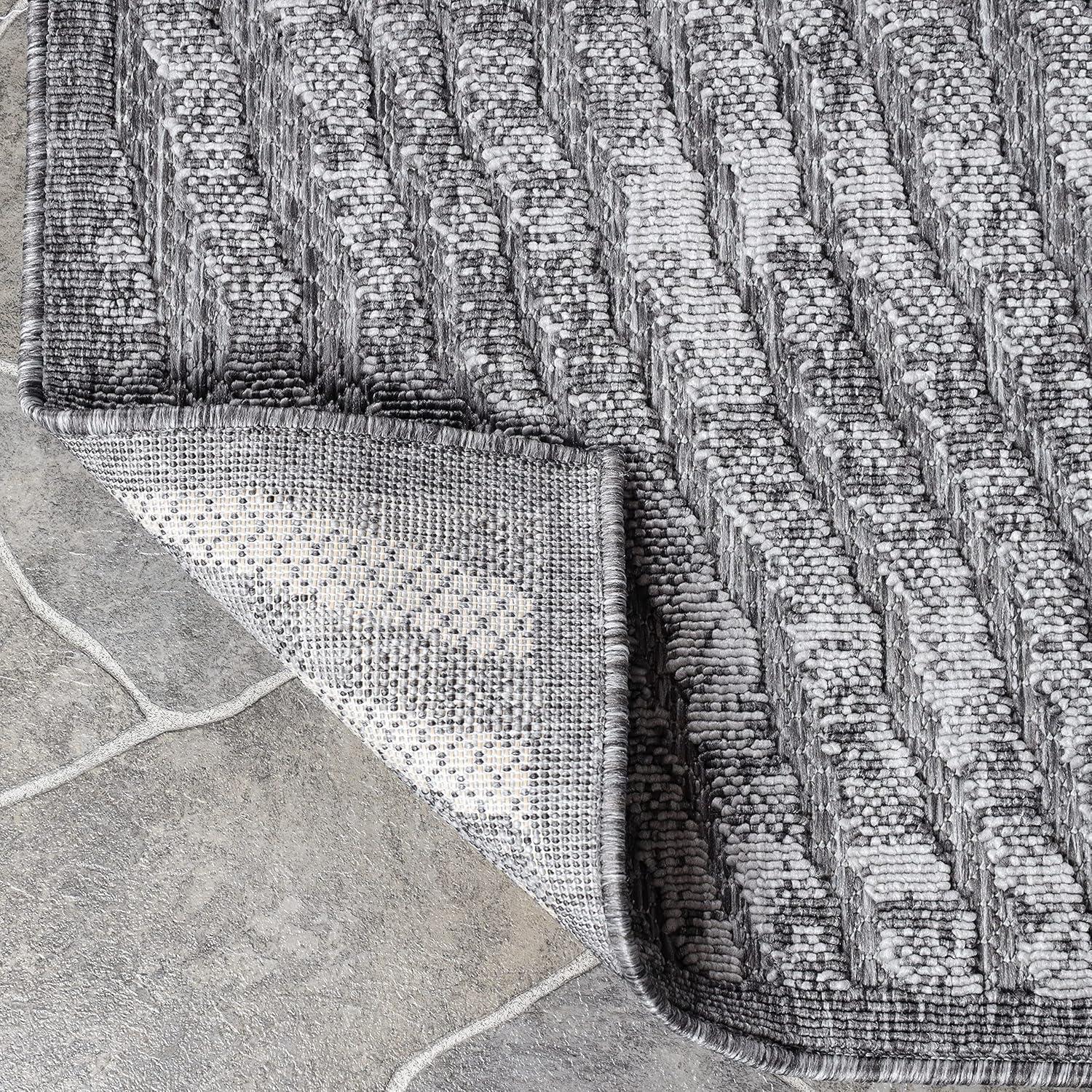 Superior Indoor Outdoor Area Rug, Perfect for Patio, Bedroom, Kitchen, Laundry Room, Entryway, Office, Playroom, Carpet Cover, Abstract Geometric Modern, Ellery Collection, 5' 2" x 7' 2", Grey