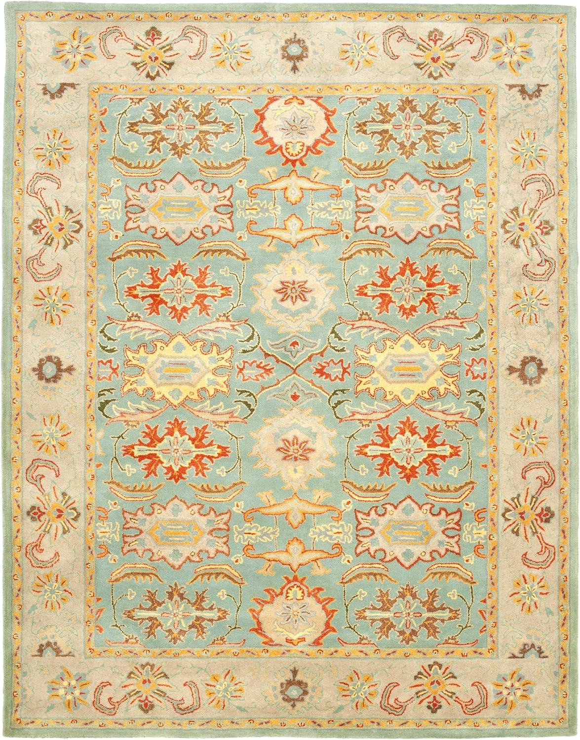 SAFAVIEH Heritage Giles Traditional Wool Area Rug, Light Blue/Ivory, 12' x 18'