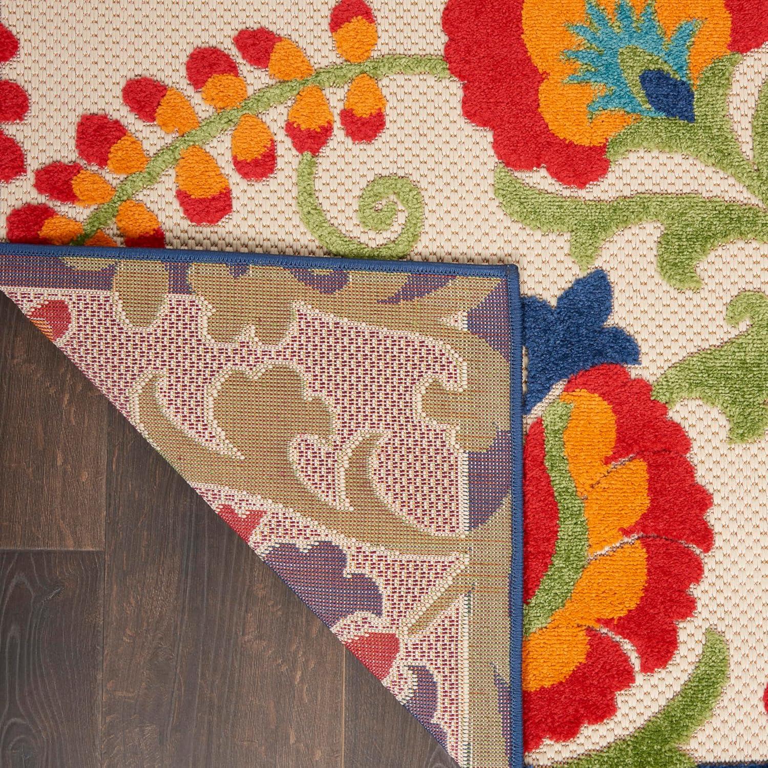 Nourison Aloha Floral Textured Flatweave High-Low Indoor Outdoor Area Rug Multicolor 7'10" x 10'6"