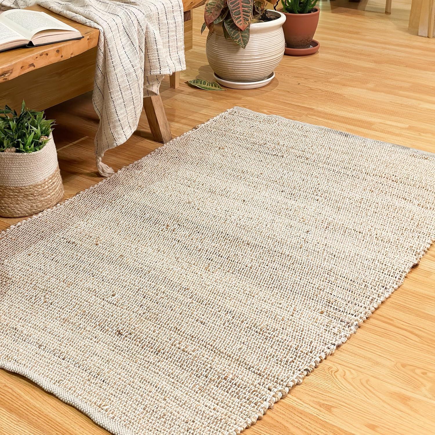 4'x6' Pata Hand Woven Chunky Jute Area Rug, Light Ivory - JONATHAN Y