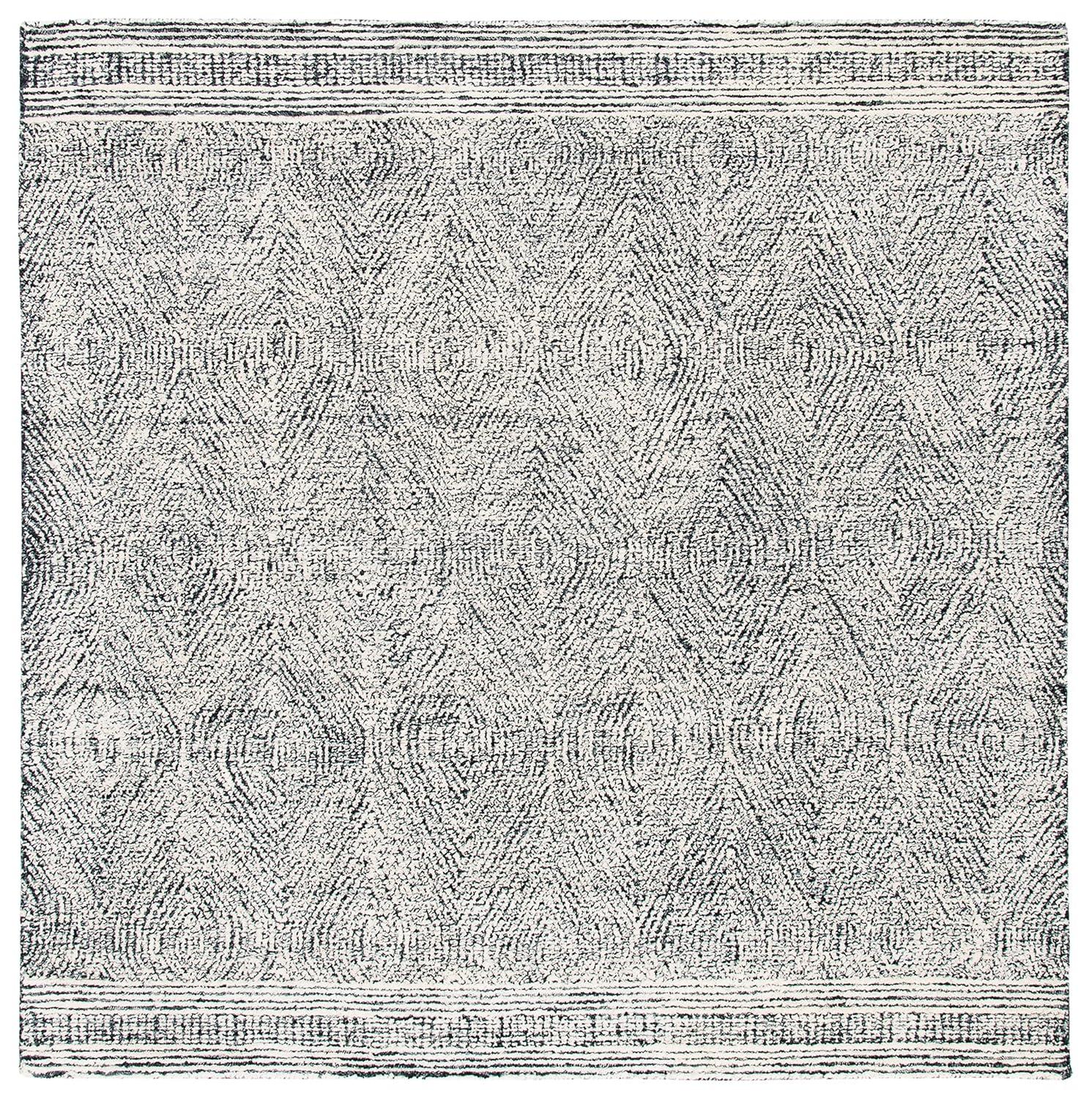 Abstract ABT340 Handmade Indoor Area Rug - Ivory/Charcoal - 8'x8' - Safavieh