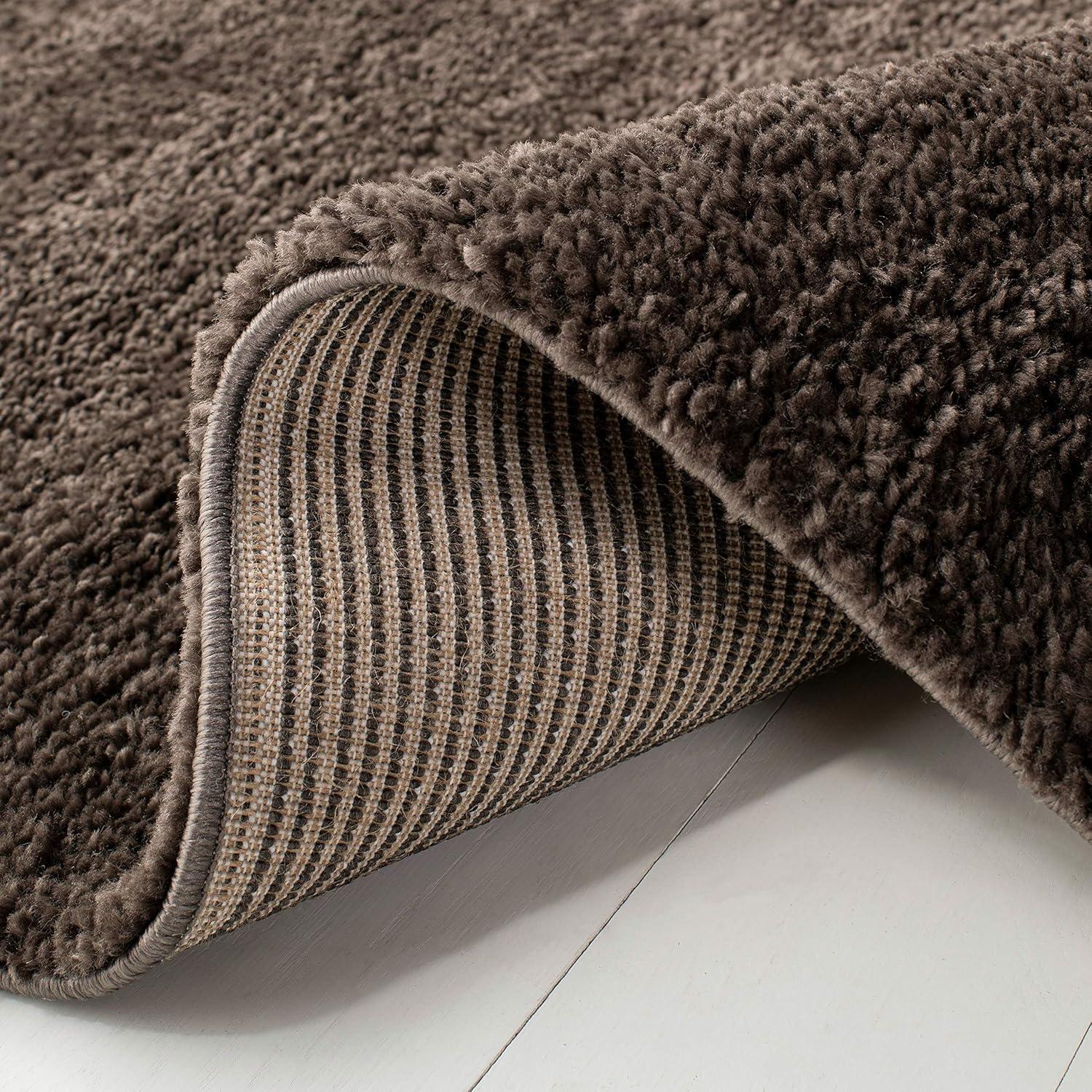 SAFAVIEH August Carlene Solid Plush Shag Area Rug, Brown, 2'3" x 4'