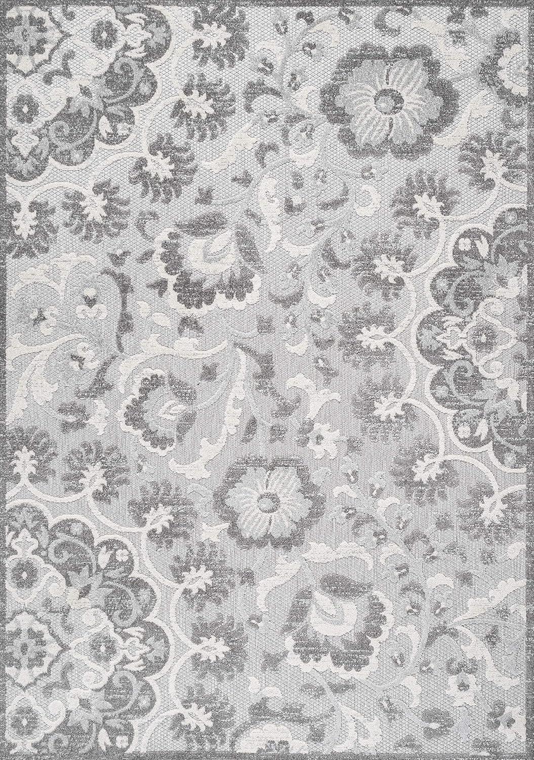 Modern Moroccan Medallion 4' x 6' Gray Synthetic Area Rug